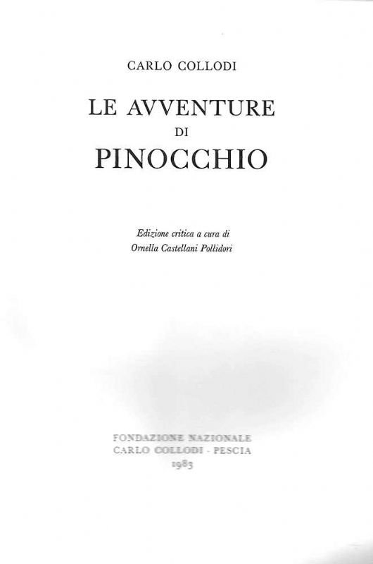 Le avventure di Pinocchio. Edizione critica a cura di Ornella …