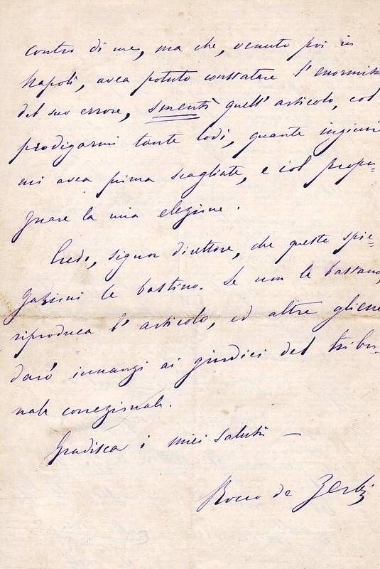 Lettera autografa firmata. Intestata 'Camera dei Deputati'.