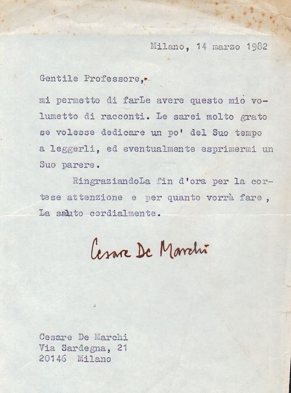 Lettera dattiloscritta con firma autografa.