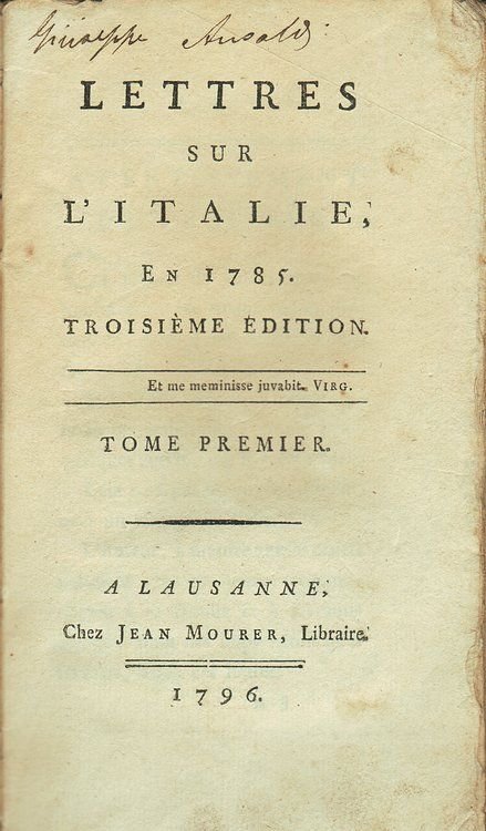 Lettres sur l'Italie en 1785.