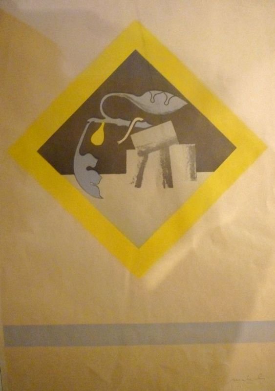 Litografia a colori. (Senza titolo) (Fiore con foglie).