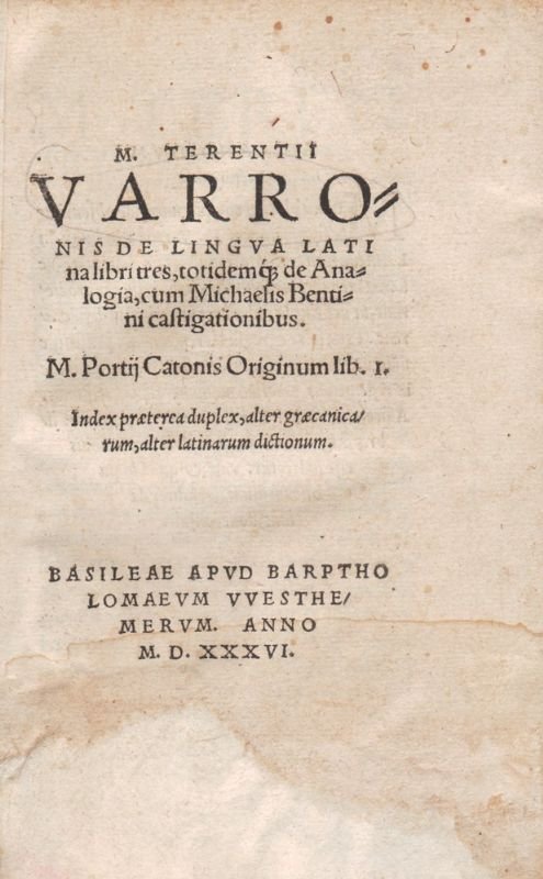 M. Terentii Varronis De lingua latina libri tres, totidemque de …