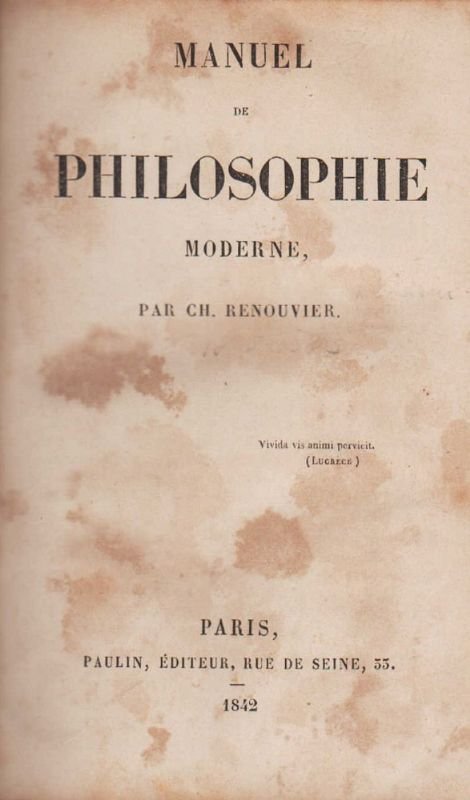 Manuel de philosophie moderne.