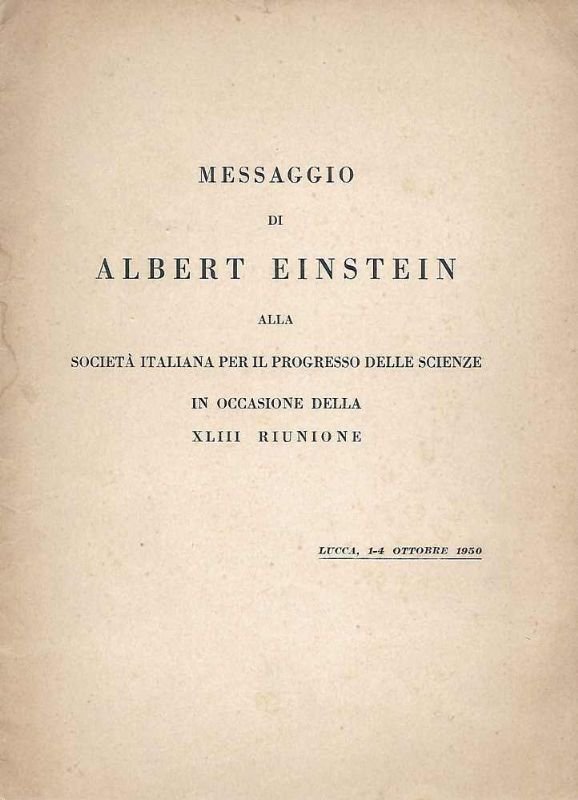 Messaggio alla Società Italiana per il progresso delle scienze in …