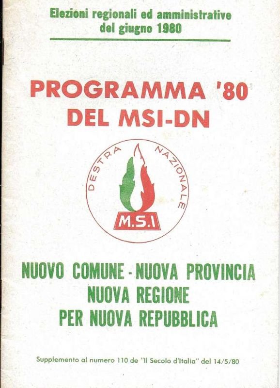 Nuovo Comune, Nuova Provincia, Nuova Regione per Nuova Repubblica.