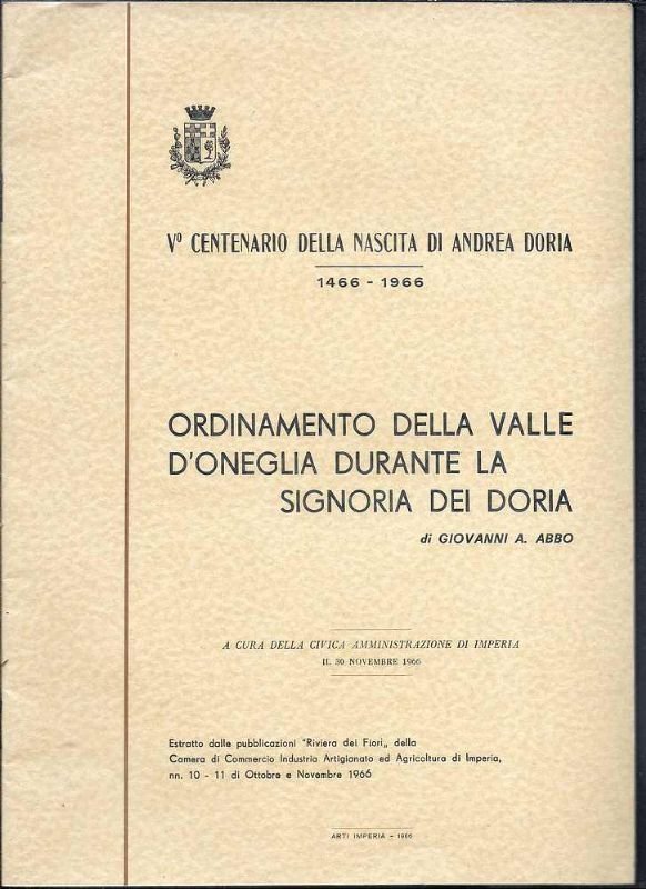 Ordinamemto della Valle d'Oneglia durante la Signoria dei Doria (Estratto …