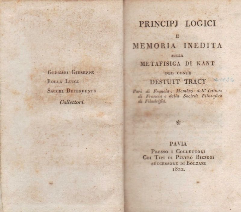 Principj logici e memoria inedita sulla metafisica di Kant del …