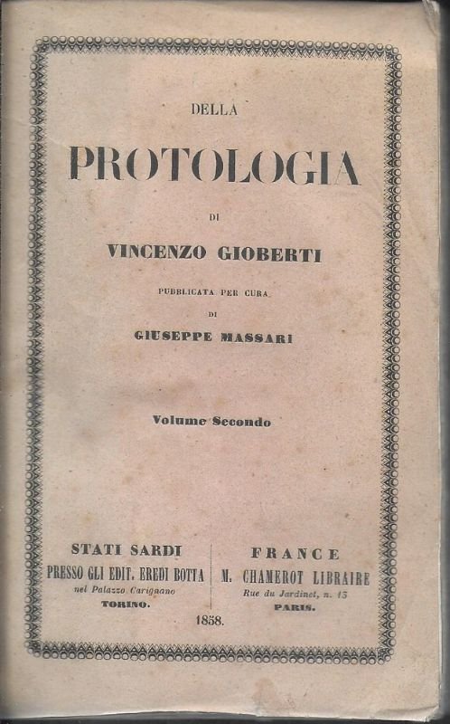 Protologia. Pubblicata per cura di Giuseppe Massari.