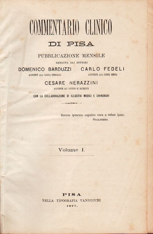 Pubblicazione mensile redatta dai Dottori Domenico Barduzzi, Carlo Fedeli, Cesare …