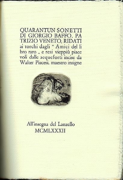 Quarantun sonetti di Giorgio Baffo, Patrizio veneto, ridati ai torchi …