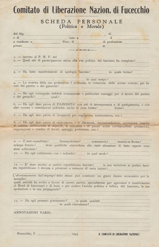 Scheda personale (Politica e Morale).