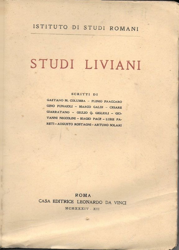 Studi Liviani - Istituto di Studi Romani.