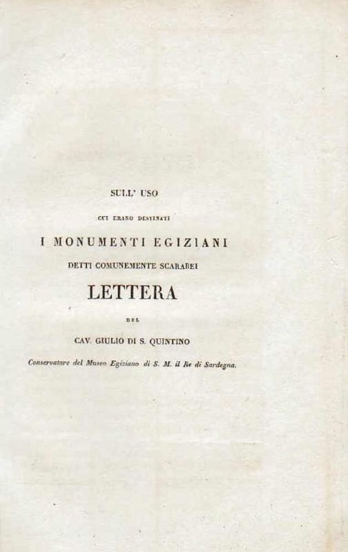 Sull'uso dei monumenti egizi detti comunemente scarabei. Lettera del Cav. …
