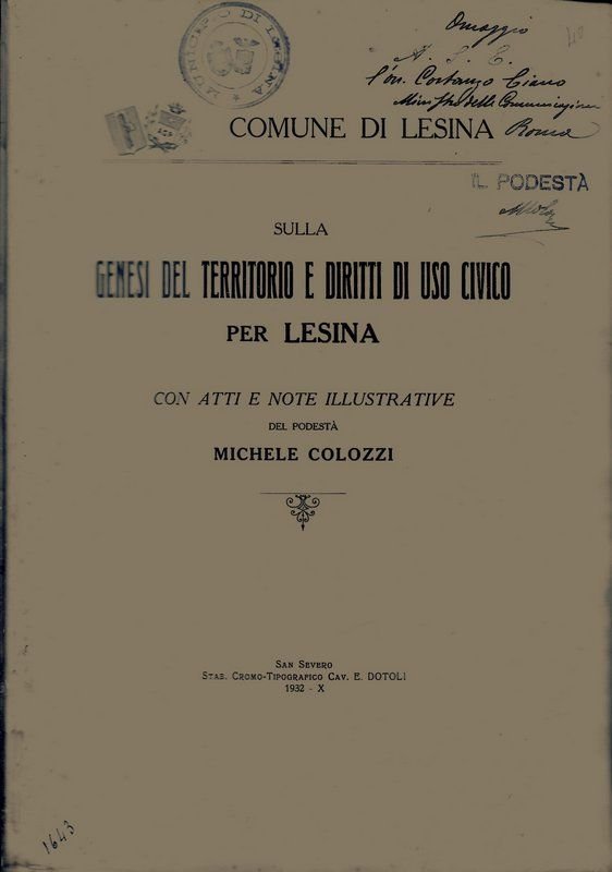 Sulla genesi del territorio e diritti di uso civico per …