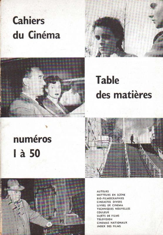 Table des matières des Cahiers du Cinéma n° 1 à …