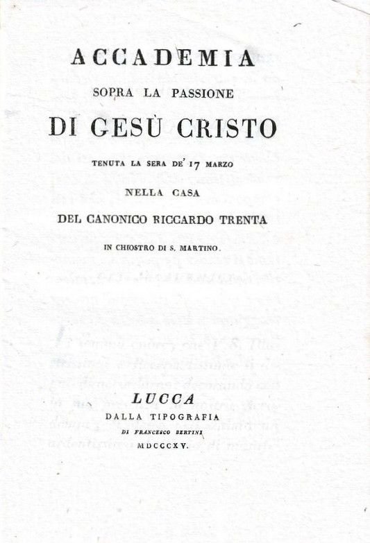 Tenuta la sera dé 17 Marzo nella Casa del Canonico …