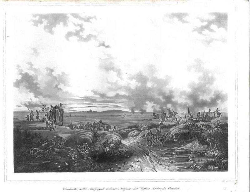 Tramonto nella campagna romana da dipinto di Ambrogio Fermini.