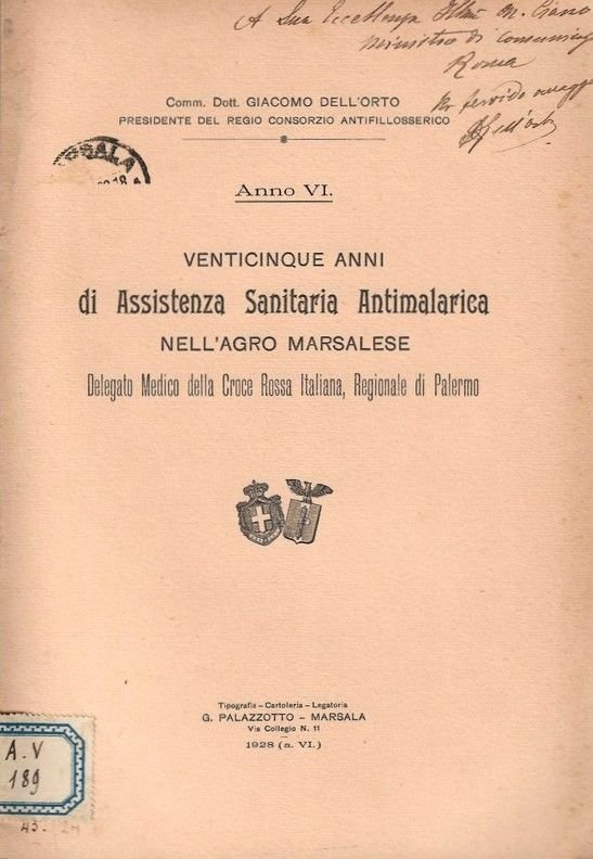 Venticinque anni di Assistenza Sanitaria Antimalarica nell'agro Marsalese.