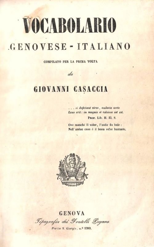 Vocabolario Genovese - Italiano. (Compilato per la prima volta).
