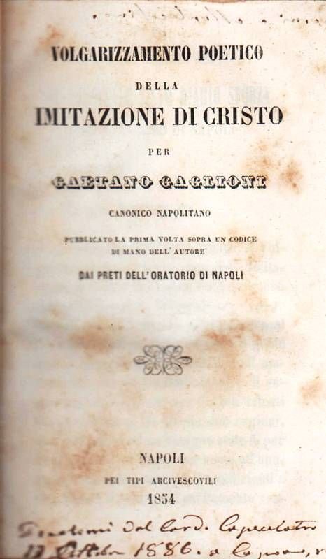 Volgarizzamento poetico della Imitazione di Cristo, per G. G. canonico …
