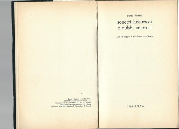 SONETTI LUSSURIOSI E DUBBI AMOROSI