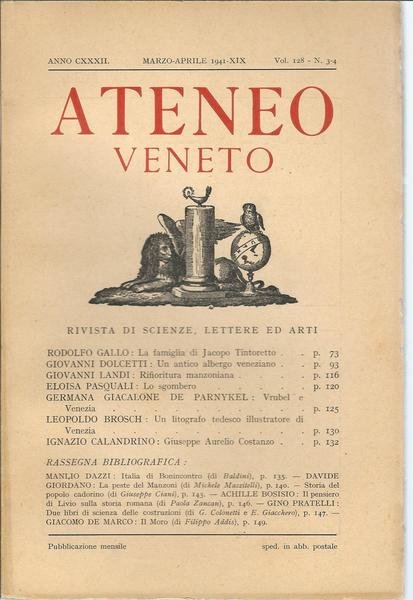 ATENEO VENETO - MARZO APRILE 1941 - VOL. 128 - …