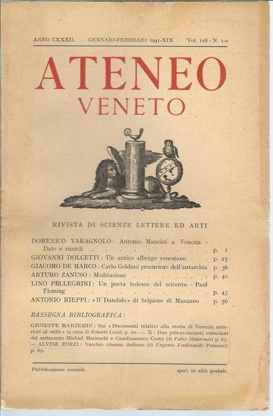 ATENEO VENETO - GENNAIO - FEBBRAIO 1941 - VOL. 128 …