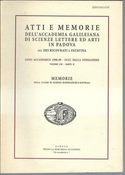 ATTI E MEMORIE DELL'ACCADEMIA GALILEIANA DI SCIENZE ED ARTI IN …