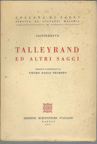 TALLEYRAND ED ALTRI SAGGI