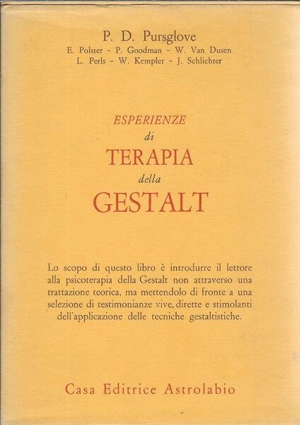 ESPERIENZE DI TERAPIA DELLA GESTALT