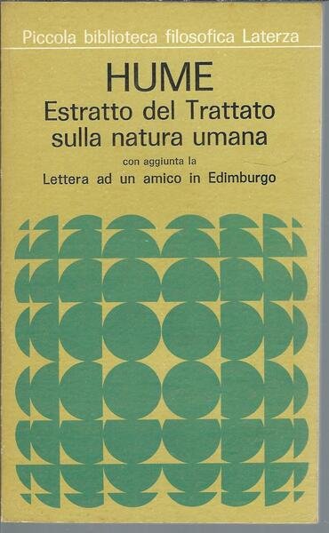 ESTRATTO DEL TRATTATO SULLA NATURA UMANA CON AGGIUNTA LA LETTERA …