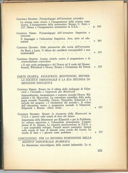 DEWEY E BRUNER - IL PROCESSO EDUCATIVO NELLA SOCIETA' INDUSTRIALE