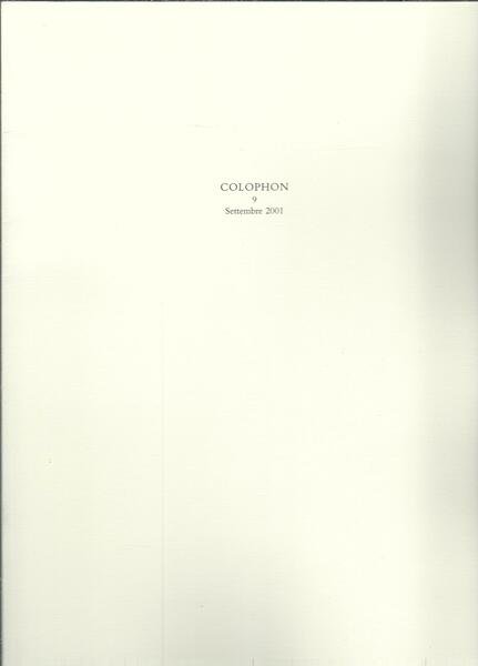 COLOPHON - 9 - SETTEMBRE 2001