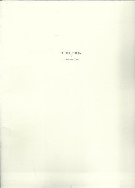 COLOPHON - 6 - OTTOBRE - 2000