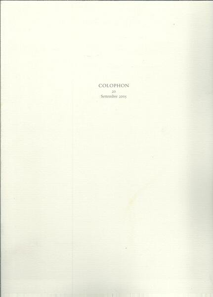 COLOPHON - 20 - SETTEMBRE 2005