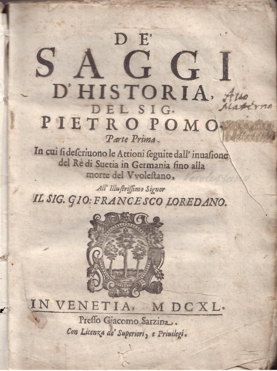 DE SAGGI D'HISTORIA DEL SIG. PIETRO POMO
