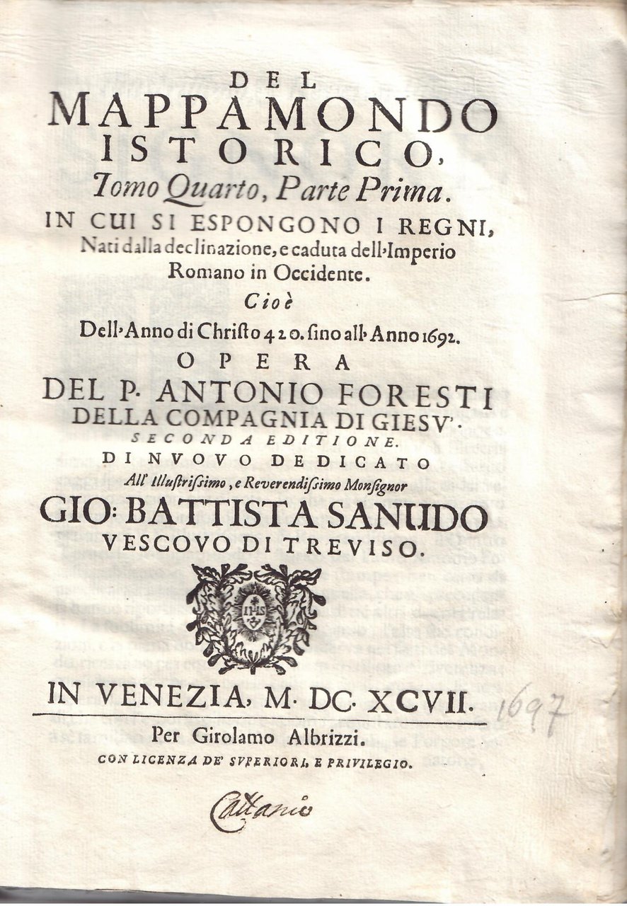 DEL MAPPAMONDO ISTORICO - TOMO QUARTO - . PARTE PRIMA …