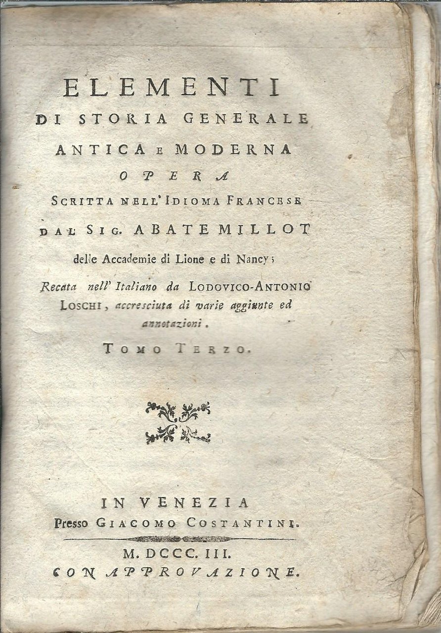 ELEMENTI DI STORIA GENERALE ANTICA E MODERA | Immagine principale