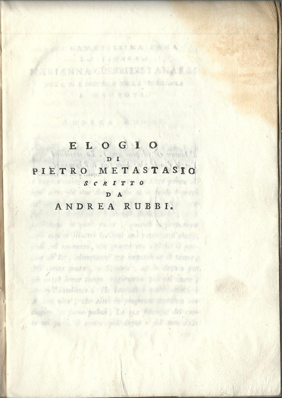 ELOGIO DI PIETRO METASTASIO
