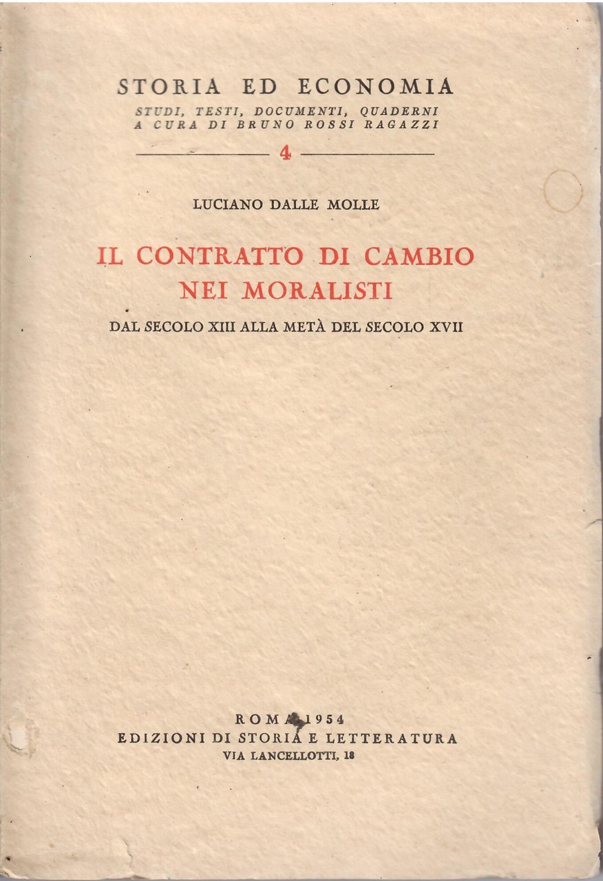 IL CONTRATTO DI CAMBIO NEI MORALISTI DAL SECOLO XII ALLA …