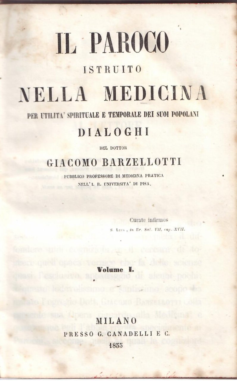 IL PAROCO ISTRUITO NELLA MEDICINA PER UTILITA' SPIRITUALE E TEMPORALE …