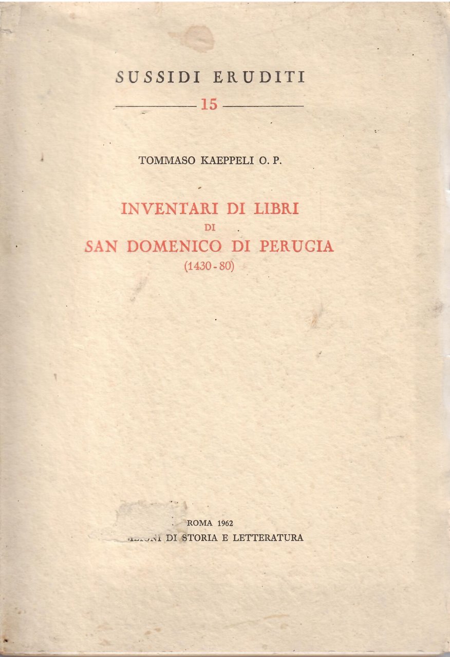 INVENTARI DI LIBRI DI SAN DOMENICO DI PERUGIA