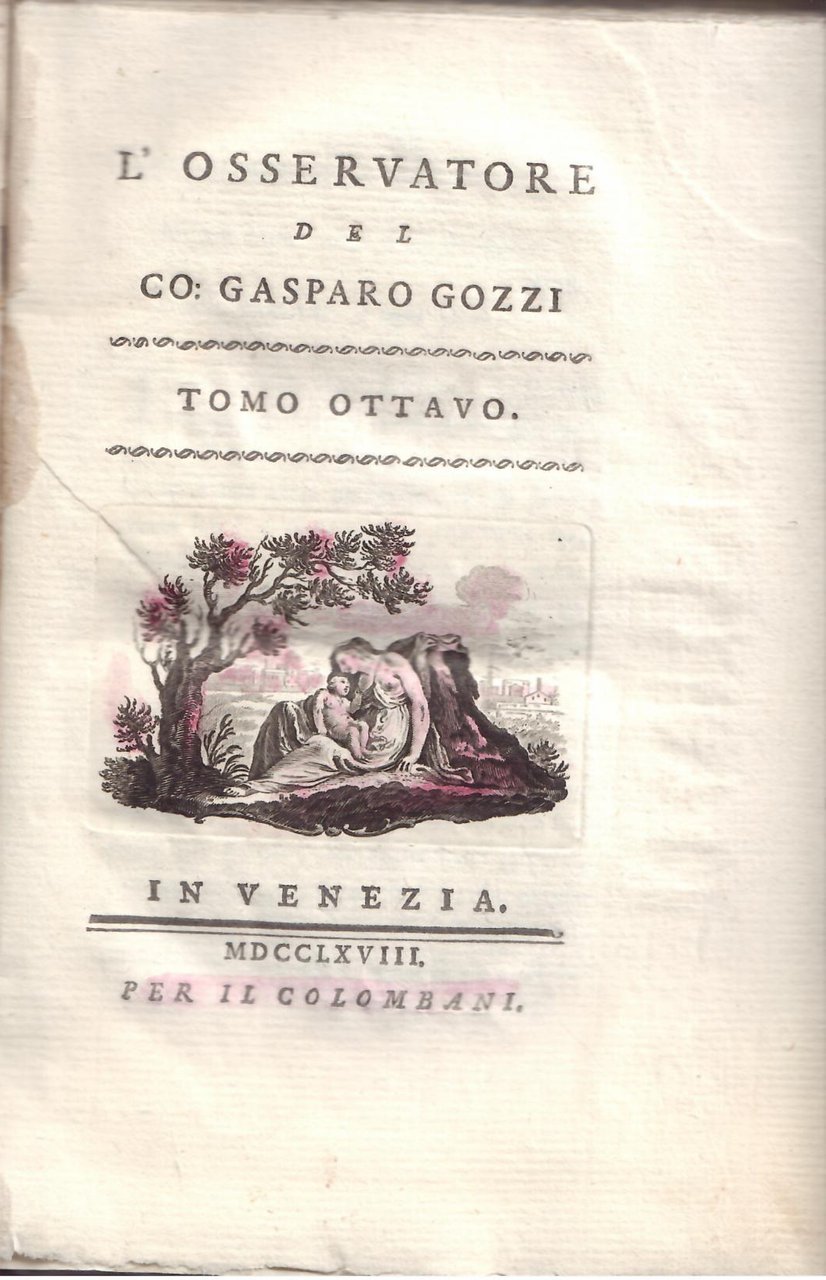 L'OSSERVATORE DEL CO: GASPARO GOZZI - TOMO OTTAVO