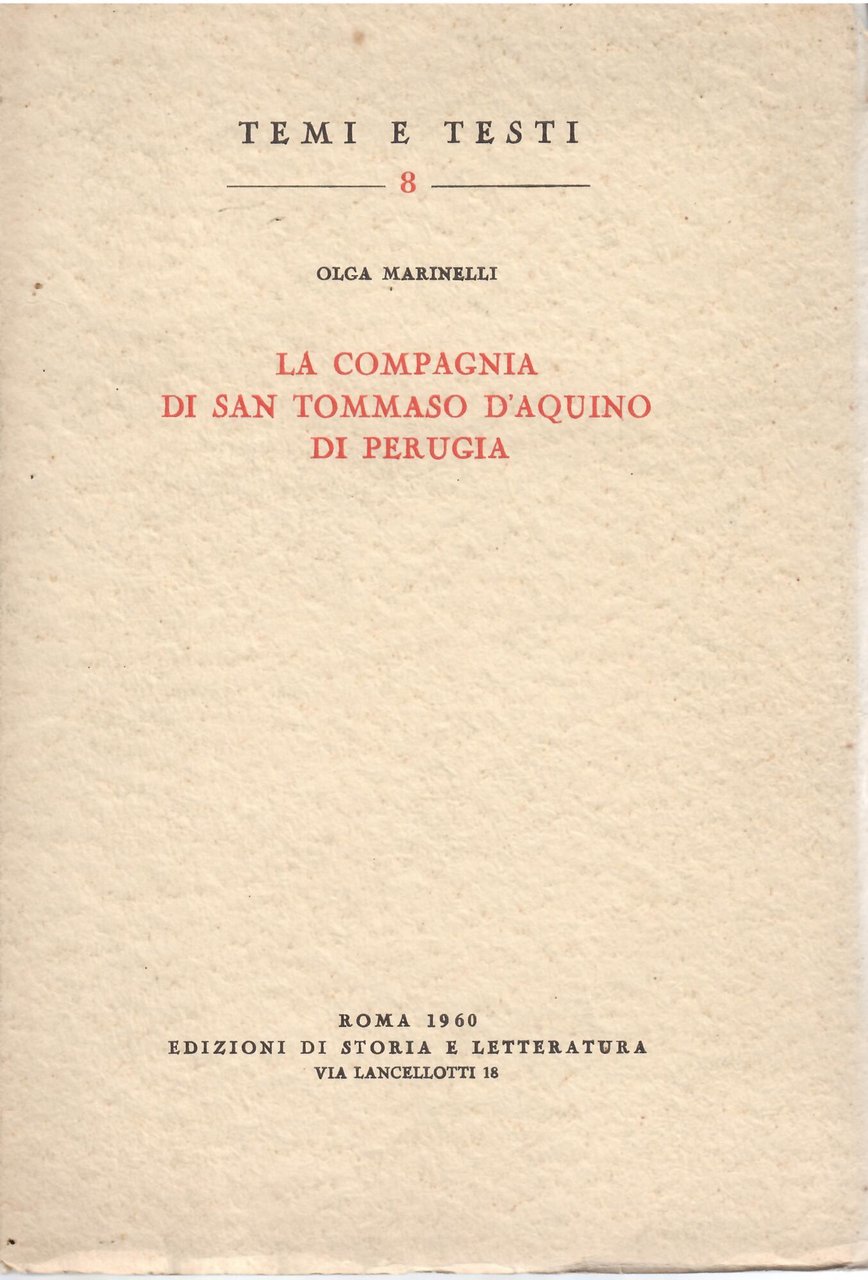 LA COMPAGNIA DI SAN TOMMASO D' AQUINO DI PERUGIA