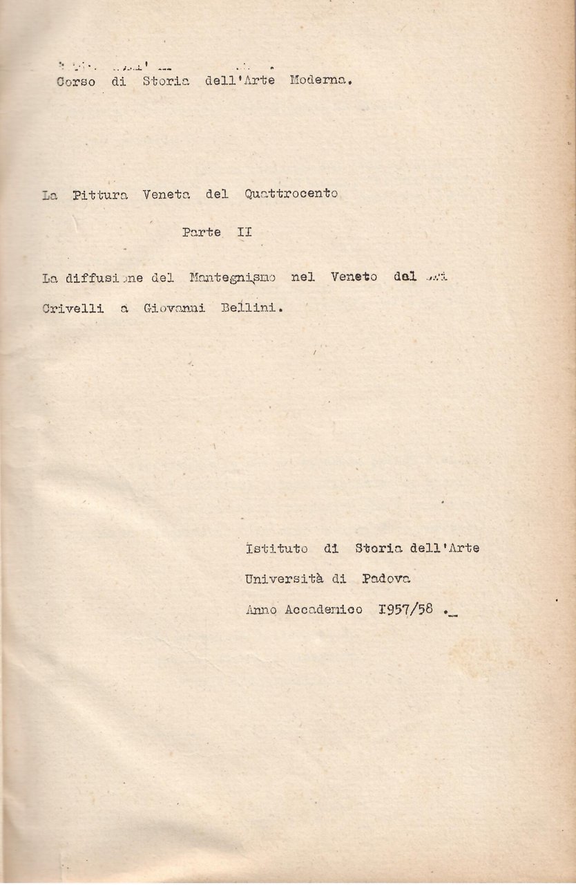 LA PITTURA VENETA DEL QUATTROCENTO - PARTE PRIMA - IL …