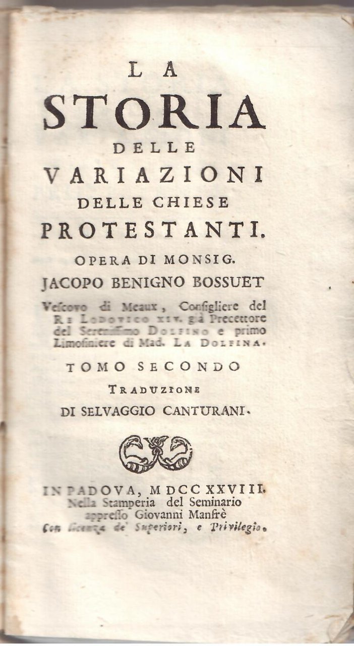LA STORIA DELLE VARIAZIONI DELLE CHIESE PROTESTANTI - OPERA DI …
