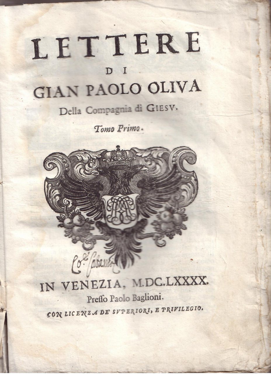 LETTERE DI GIAN PAOLO OLIVA DELLA COMPANIA DI GIESU