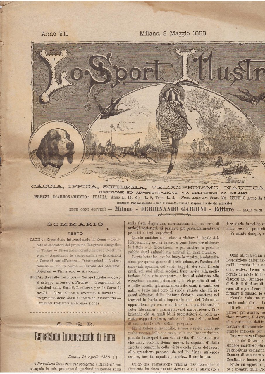 LO SPORT ILLUSTRATO - CACCIA, IPPICA, SCHERMA, VELOCIPEDISMO, NAUTICA, PESCA, …