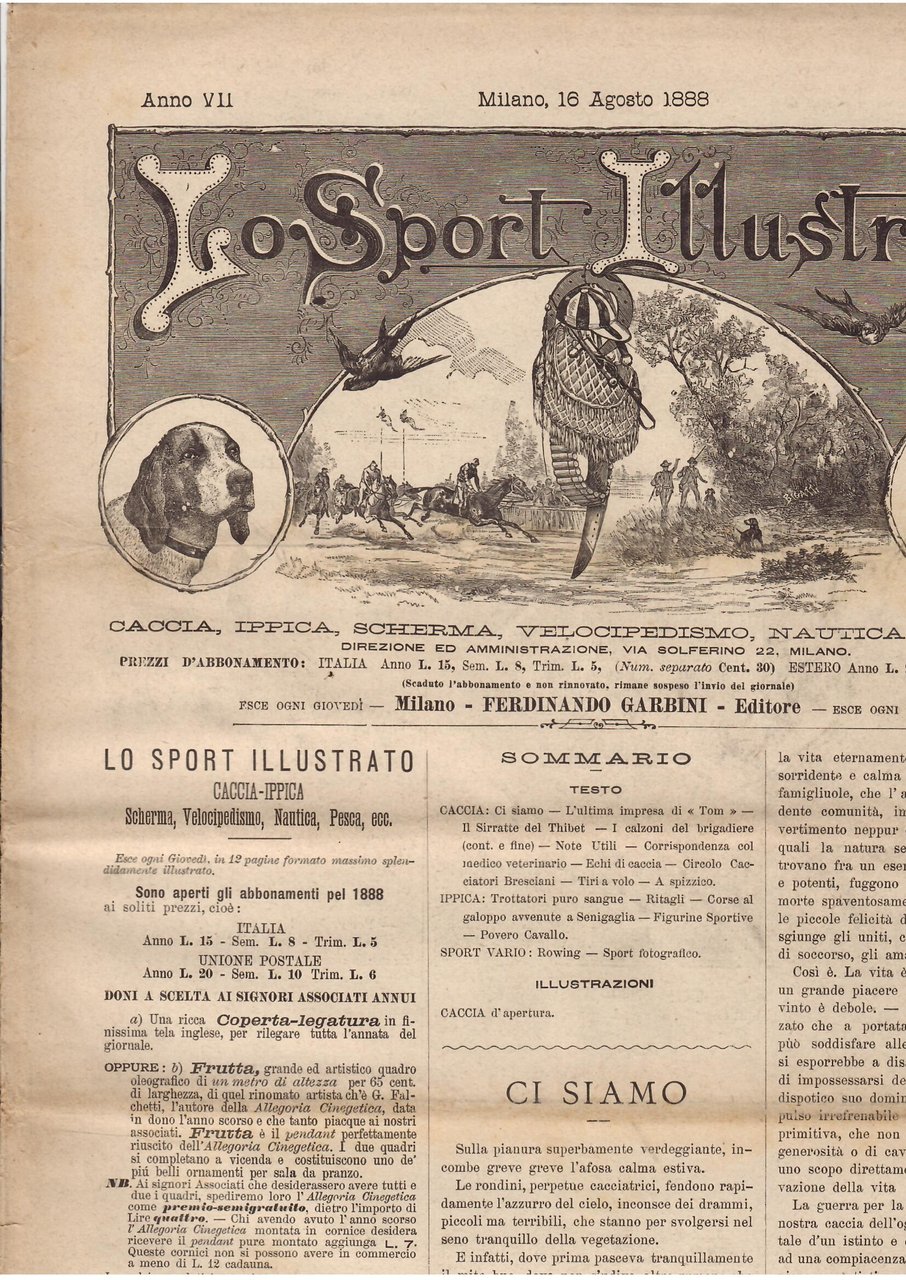 LO SPORT ILLUSTRATO - CACCIA, IPPICA, SCHERMA, VELOCIPEDISMO, NAUTICA, PESCA, …