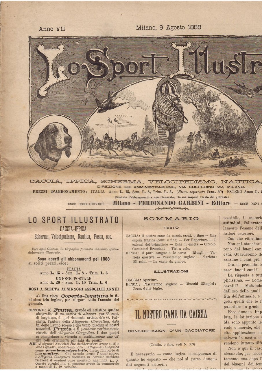 LO SPORT ILLUSTRATO - CACCIA, IPPICA, SCHERMA, VELOCIPEDISMO, NAUTICA, PESCA, …